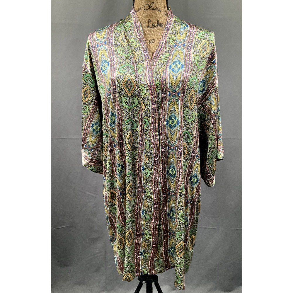 Victoria's Secret Robe Womens XS Multicolor Tie Satin‎ Kimono